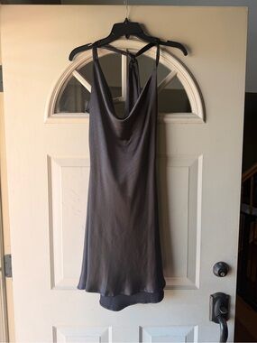 Black Silky Cowl Neck Slip Dress
